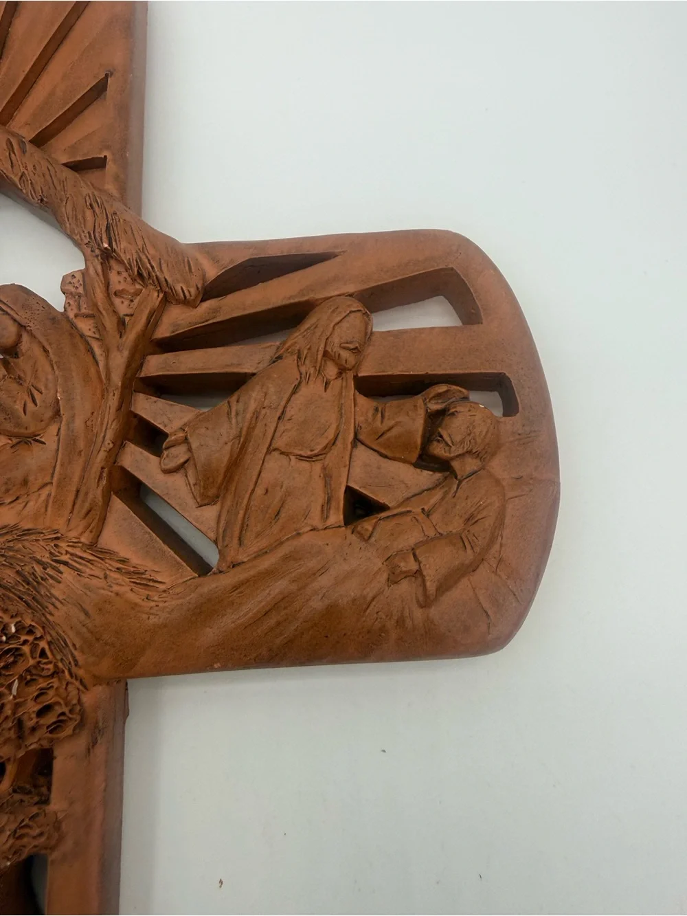 Dicksons Carved Details Woodgrain Resin Cross Life Story of Christ 12”x7” Wall
